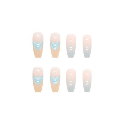 Baby Blue Love | Long Coffin Manicure  | Press On Nails