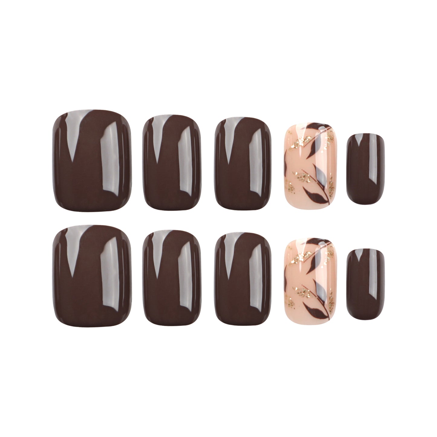 Russet Radiance Leaf| Short Squoval Manicure | Press On Nails N520