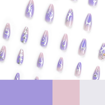 Metallic Lavender Stunner| Medium Almond Manicure | Press On Nails N587