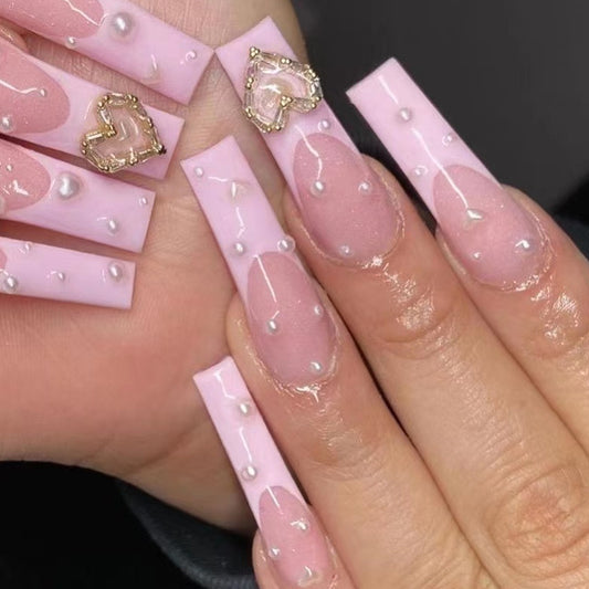 Sweet Pastel Caress| Long Coffin Manicure | Press On Nails N631