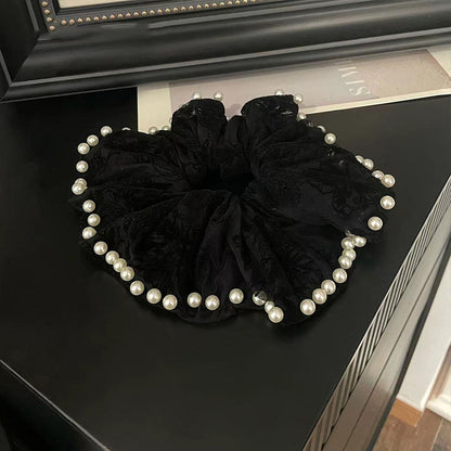 Pearl Embroidery Petals Hair Tie|Ponytail Holders Barrette|Hair Scrunchie HT57