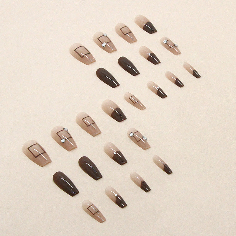 Cocoa Cube | Long Coffin Manicure  | Press On Nail