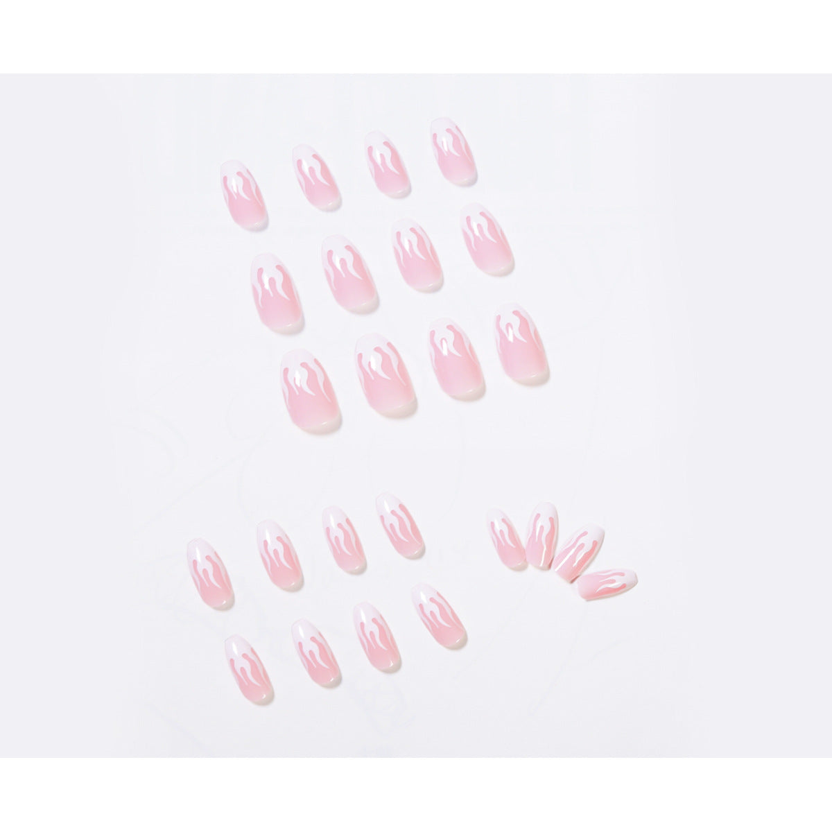 Pink Flame | Long Coffin Manicure  | Press On Nails N373