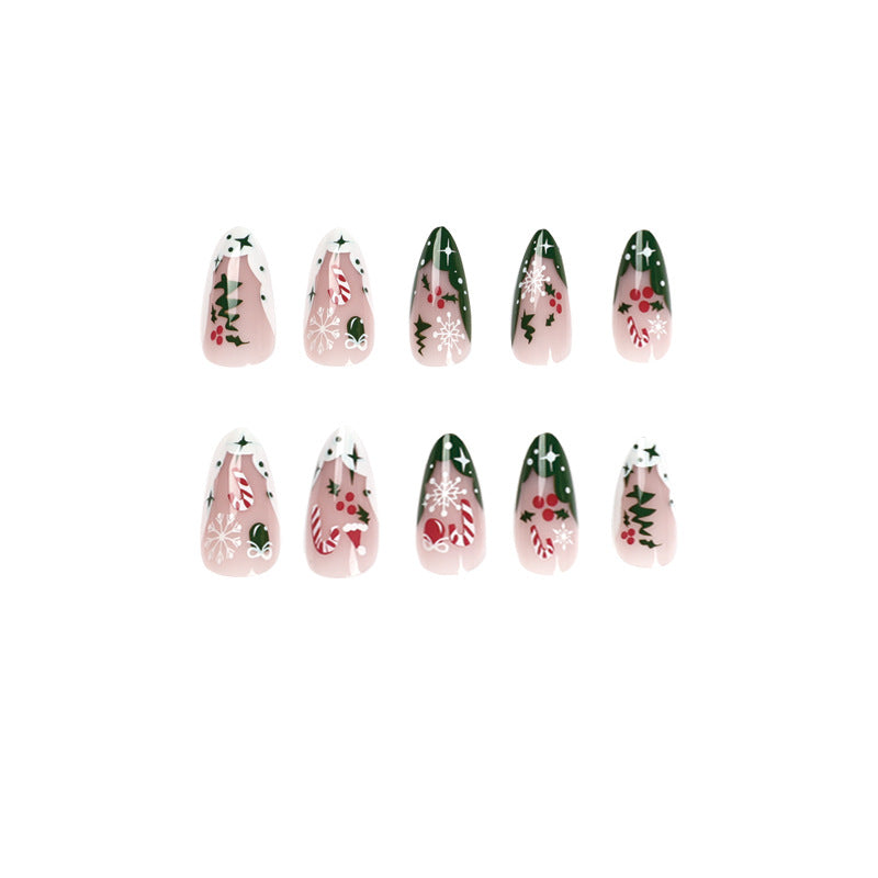 Merry Mistletoe Magic| Medium Almond Manicure | Press On Nails N439