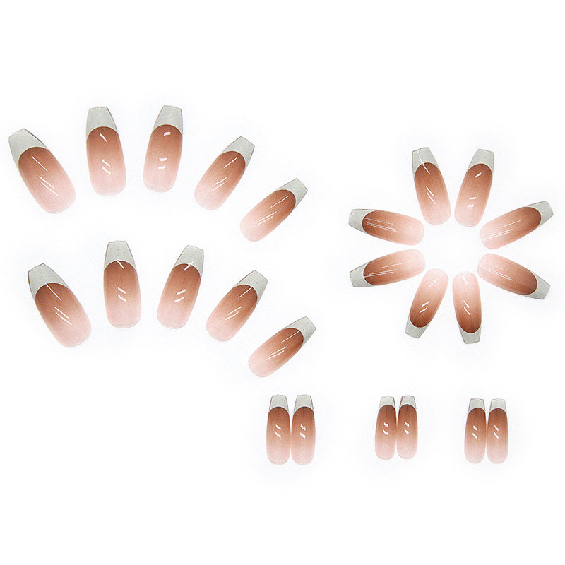 Nude French | Long Coffin Manicure  | Press On Nail