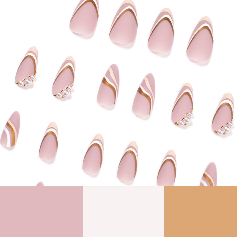 Pearlescent Pink Dance| Medium Almond Manicure | Press On Nails N533