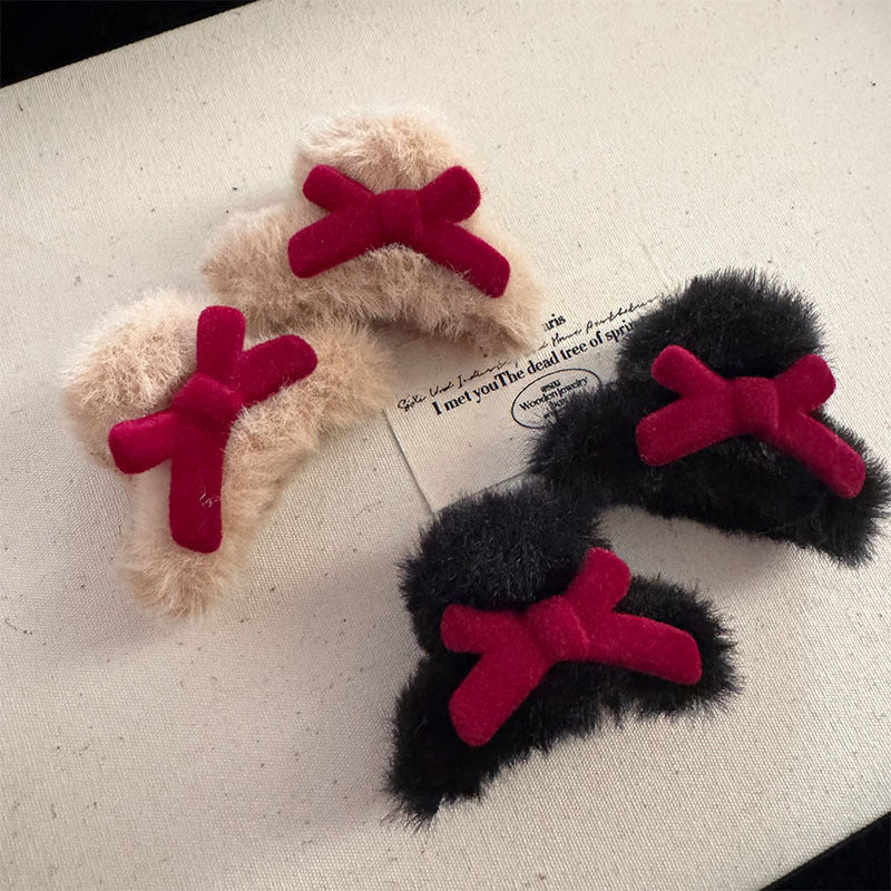 Mini Plush Bow Hair Clip |Hair Claw |Hair Barrette 2pcs A112