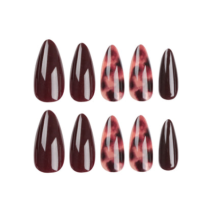 Tortoiseshell Elegance | Medium Almond Manicure | Press On Nails N478