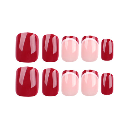 Ruby Rose Delight| Short Squoval Manicure | Press On Nails N719