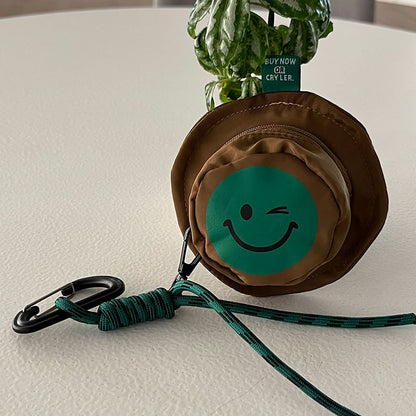 Smiling Face BucketHat Design Bag KeyChain |Pendant Headphone Bag Gift K30