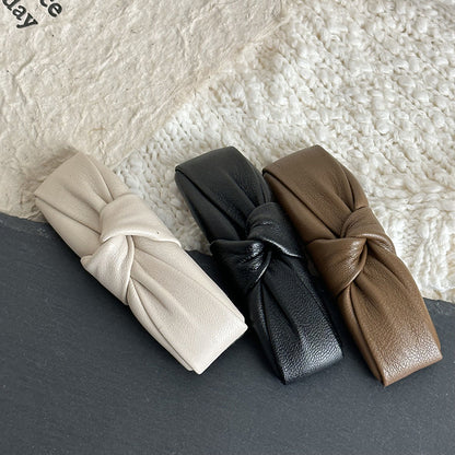 Leather Tieknot Hair Clip |Hair Snap Clip|Hair Barrette |Duckbill Hairpin 2pcs A153