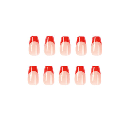 Bold Ruby French| Medium Coffin Manicure | Press On Nails N680