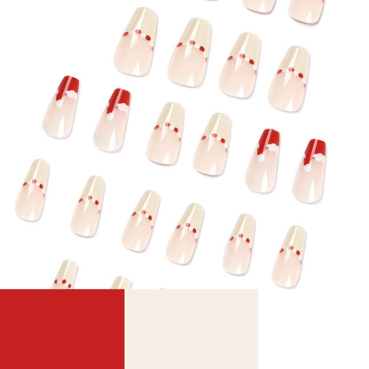 Santa hats French| Medium Coffin Manicure | Press On Nails N509