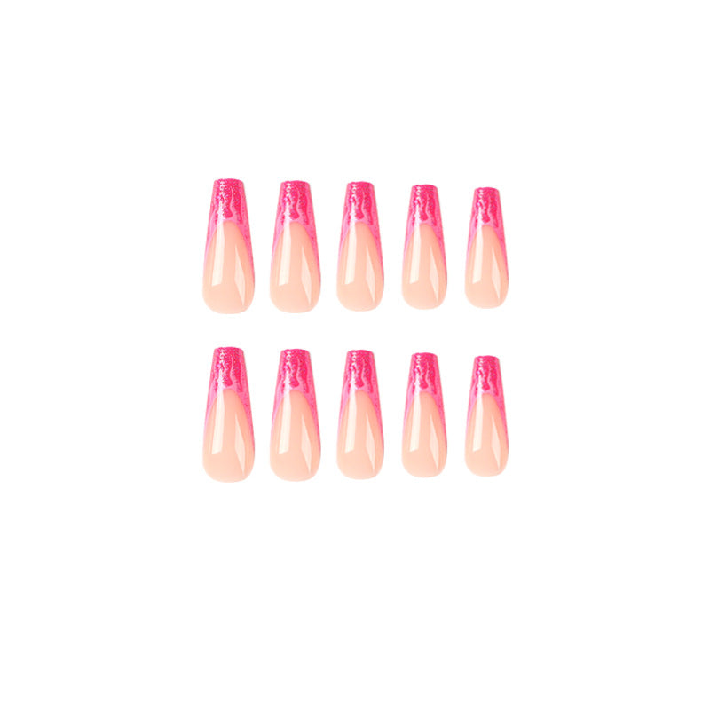 Sizzling Pink Fire| Long Coffin Manicure | Press On Nails N630