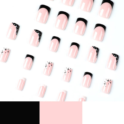 Monochrome Star | Medium Squoval Manicure | Press On Nails N720