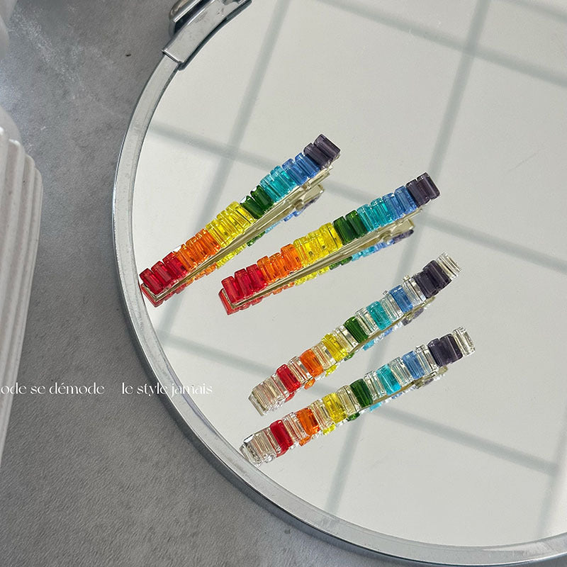 Dazzling Rainbow Hair Clip |Hair Claw |Hair Barrette |Duckbill Hairpin 2pcs A176