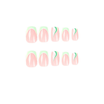 Spring Green| Medium Coffin Manicure | Press On Nails N698