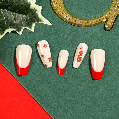 Christmas Cookie Joy | Medium Coffin Manicure | Press On Nails N496