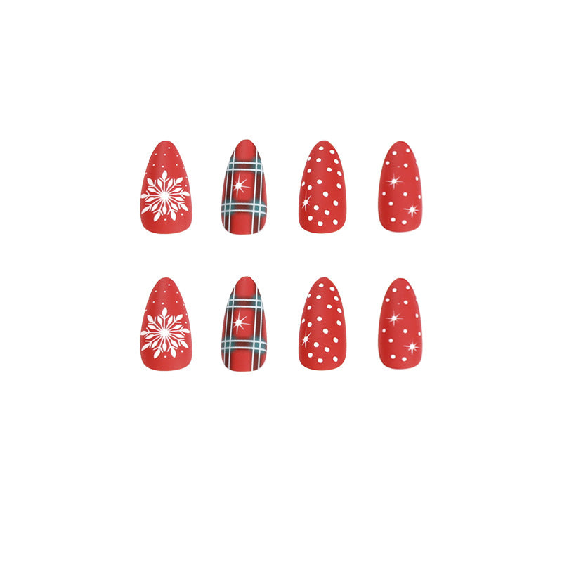 Holiday Dots & Flakes | Medium Almond Manicure | Press On Nails N468