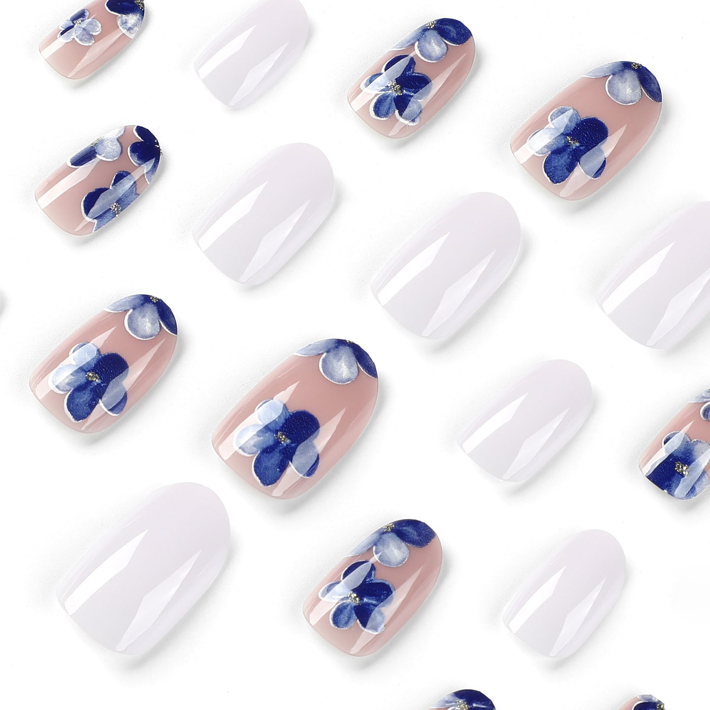 Indigo Petal  | Short Almond Manicure | Press On Nails N681