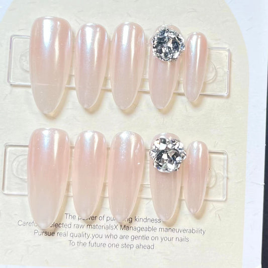 Dazzling Gems | Medium Almond Manicure | Handmade Press On Nails H131