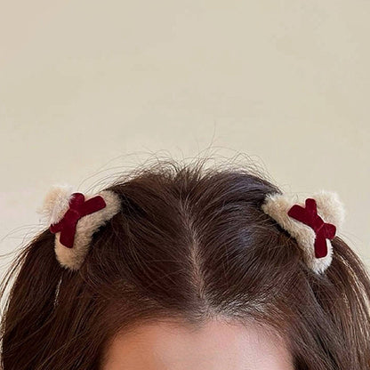 Mini Plush Bow Hair Clip |Hair Claw |Hair Barrette 2pcs A112