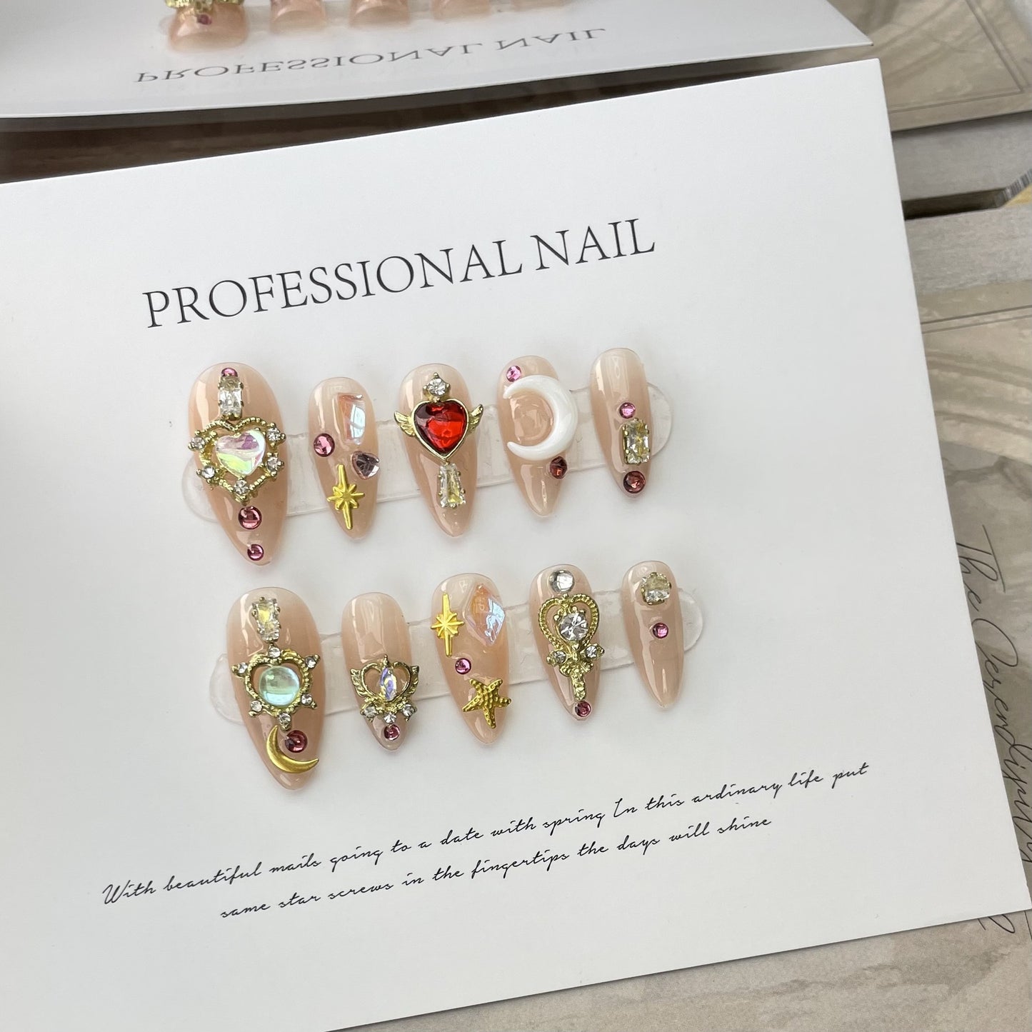 Sailor Moon Charm| Long Coffin Manicure| Handmade Press on Nails H72