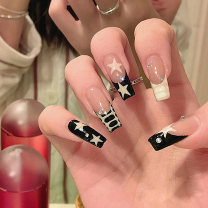 Sleek Star| Long Coffin Manicure | Press On Nails N518