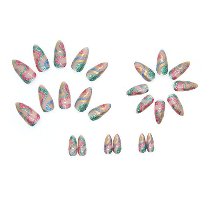 Confetti Swirls| Medium Almond Manicure | Press On Nails